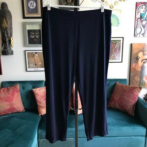 SUSAN GRAVER Essentials size XL Navy Blue Stretch Pull-On Liquid Knit Pants